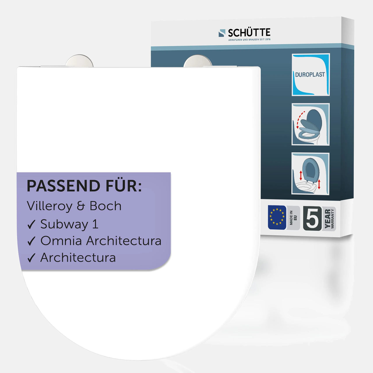 WC-Sitz, D-Form, PRO 5, weiß mit Absenkautomatik und Schnellverschluss