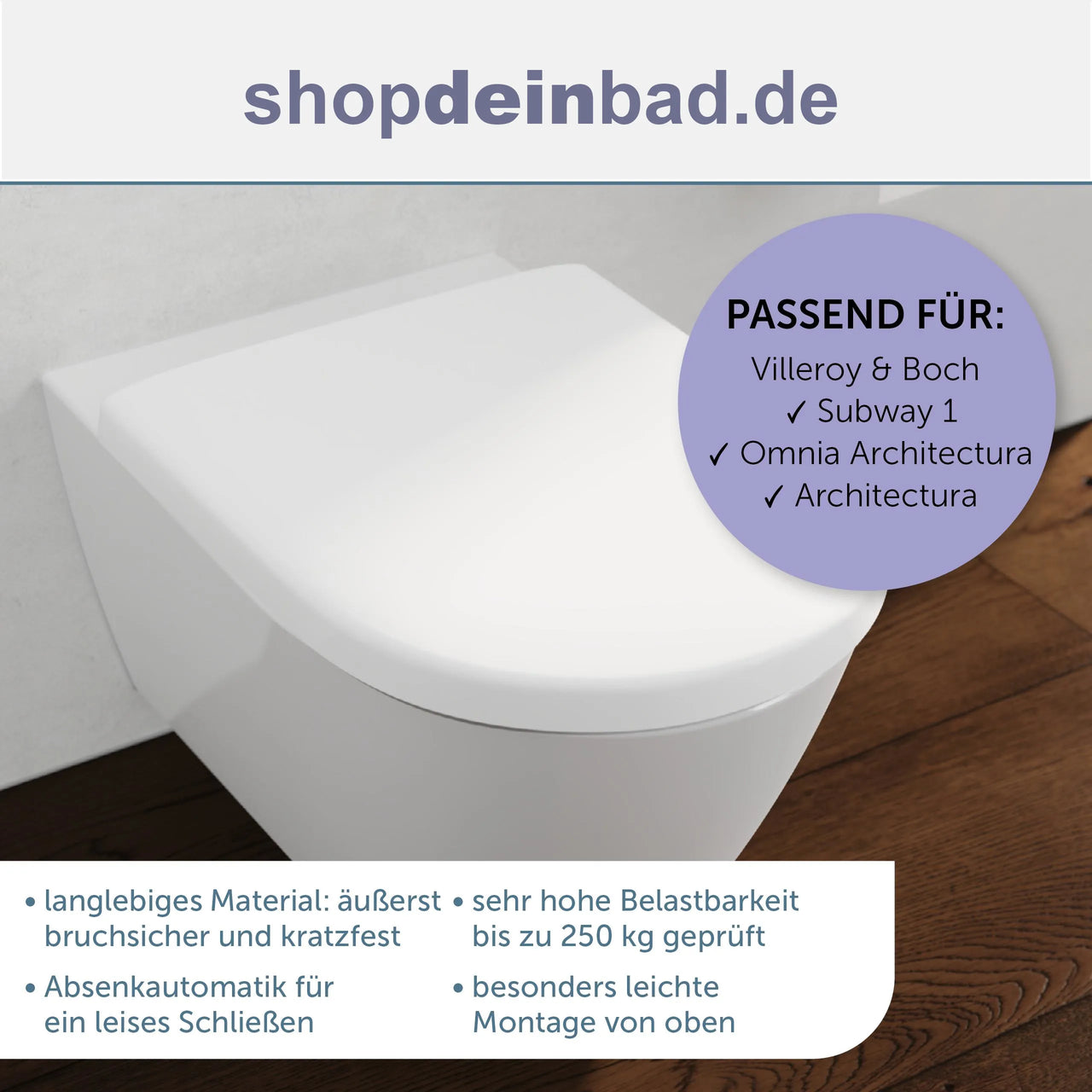 WC-Sitz, D-Form, PRO 5, weiß mit Absenkautomatik und Schnellverschluss