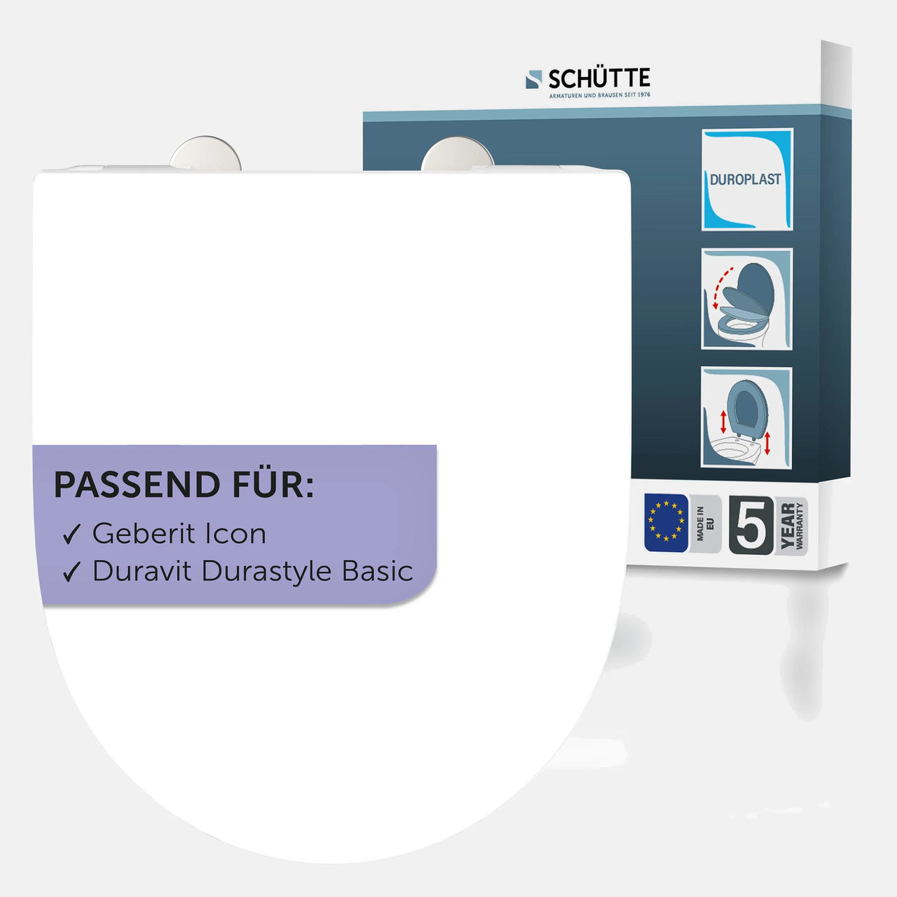 WC-Sitz, D-Form, PRO 6, weiß mit Absenkautomatik und Schnellverschluss