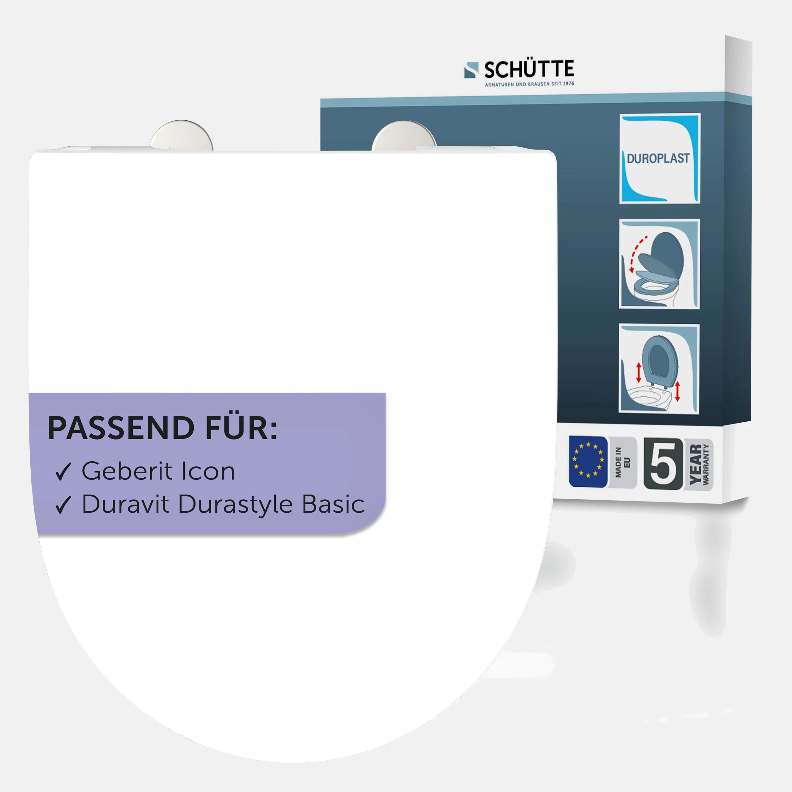 WC-Sitz, D-Form, PRO 6, weiß mit Absenkautomatik und Schnellverschluss