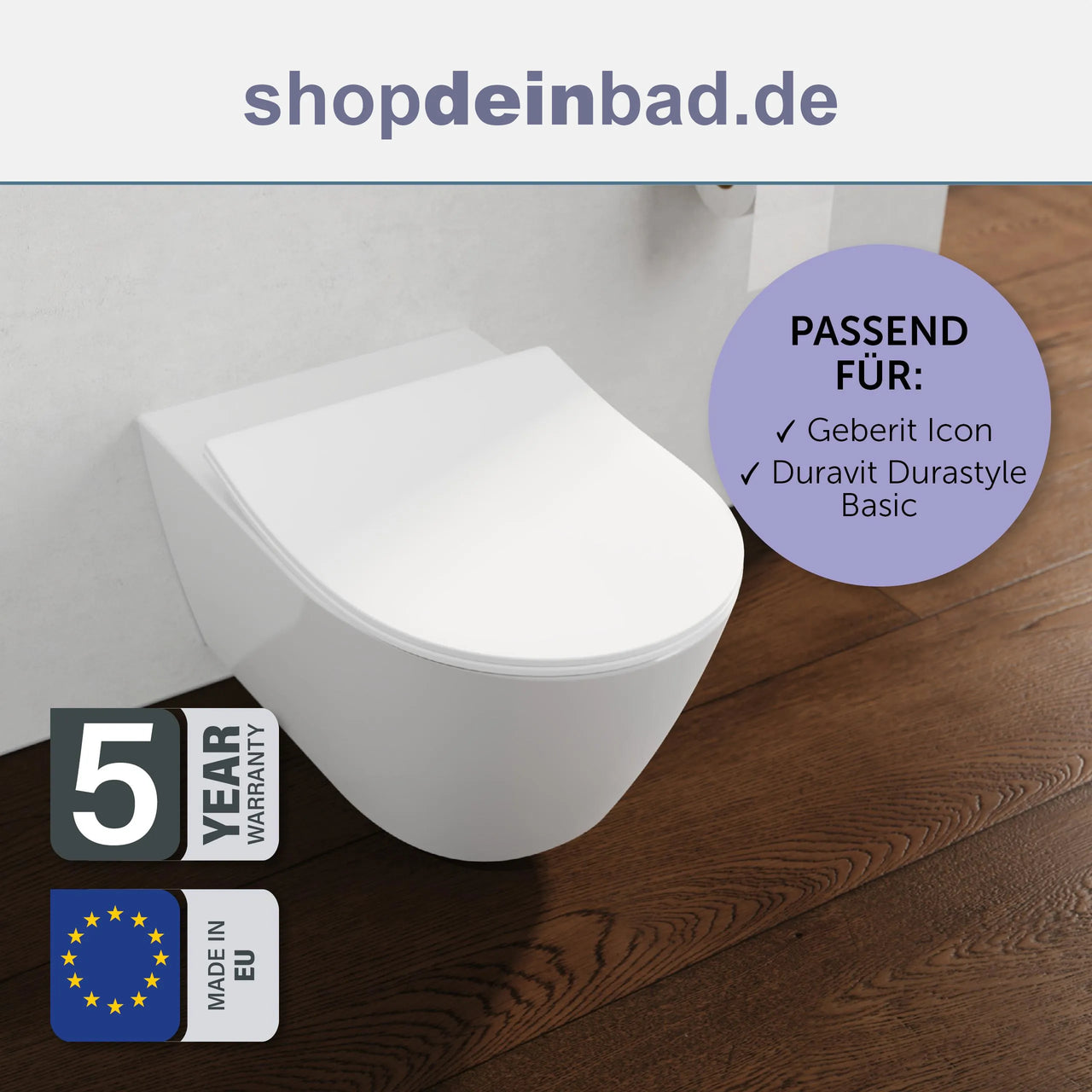 WC-Sitz, D-Form, PRO 6, weiß mit Absenkautomatik und Schnellverschluss