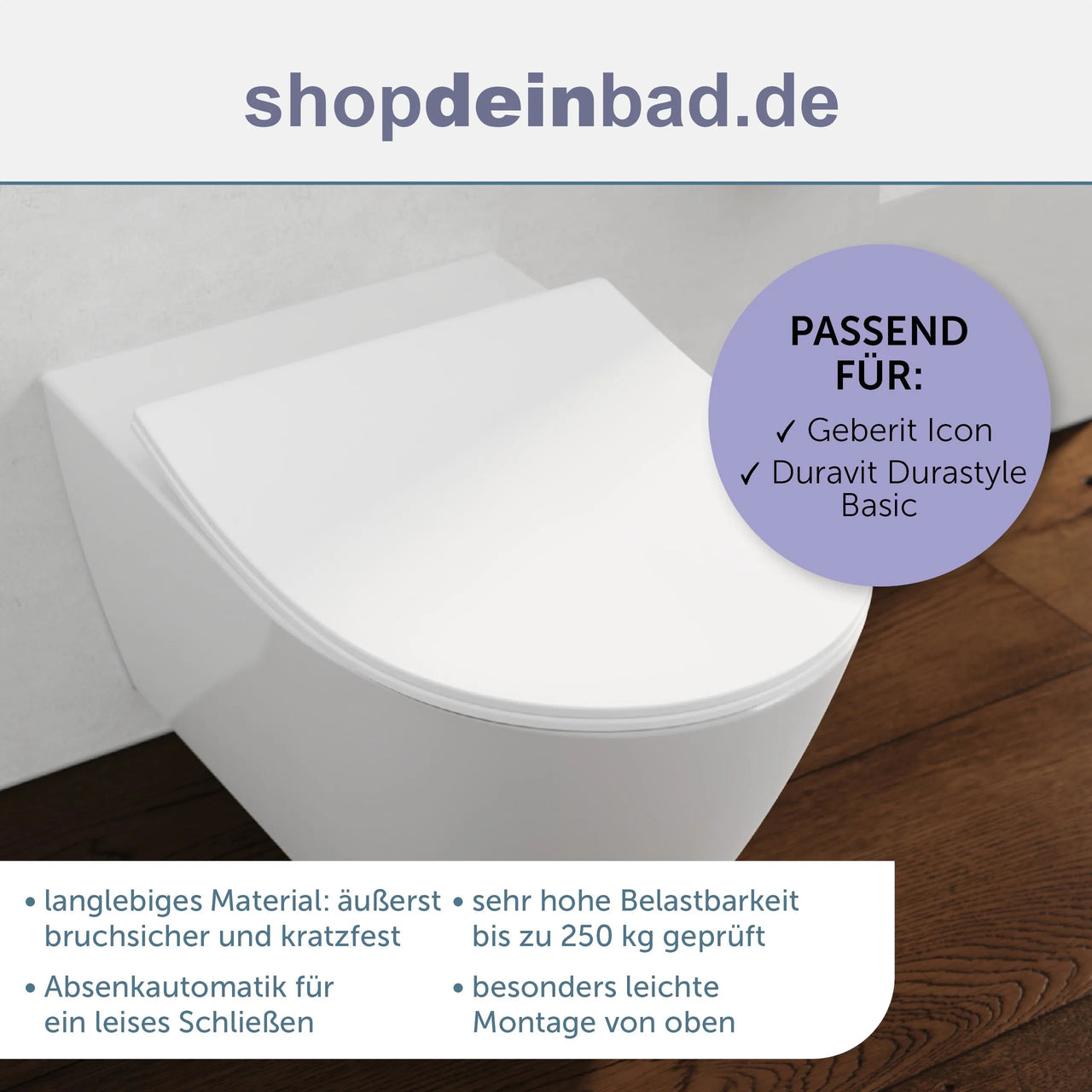 WC-Sitz, D-Form, PRO 6, weiß mit Absenkautomatik und Schnellverschluss