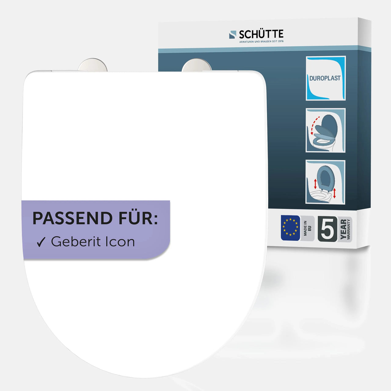 WC-Sitz, D-Form, PRO 7, weiß mit Absenkautomatik und Schnellverschluss