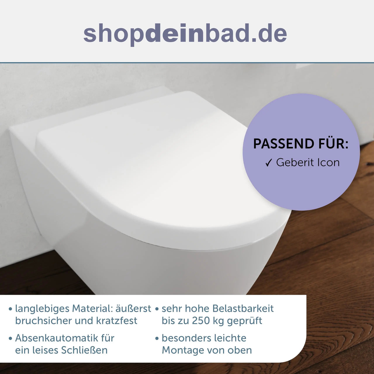 WC-Sitz, D-Form, PRO 7, weiß mit Absenkautomatik und Schnellverschluss