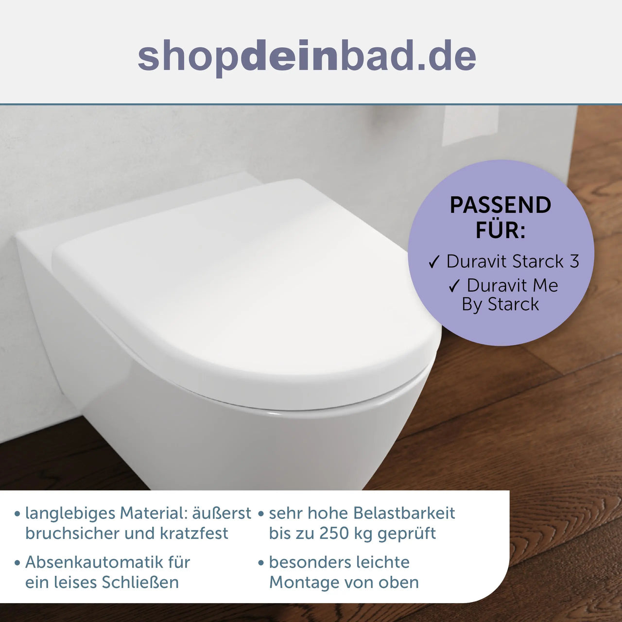 WC-Sitz, D-Form, PRO 8, weiß mit Absenkautomatik und Schnellverschluss