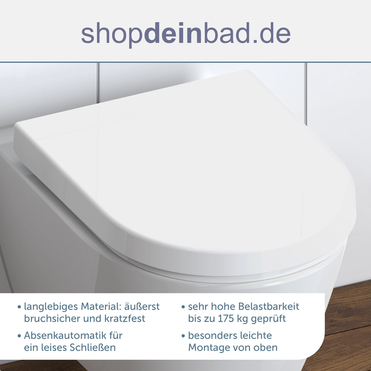 WC-Sitz D-Form weiß mit Absenkautomatik und Schnellverschluss