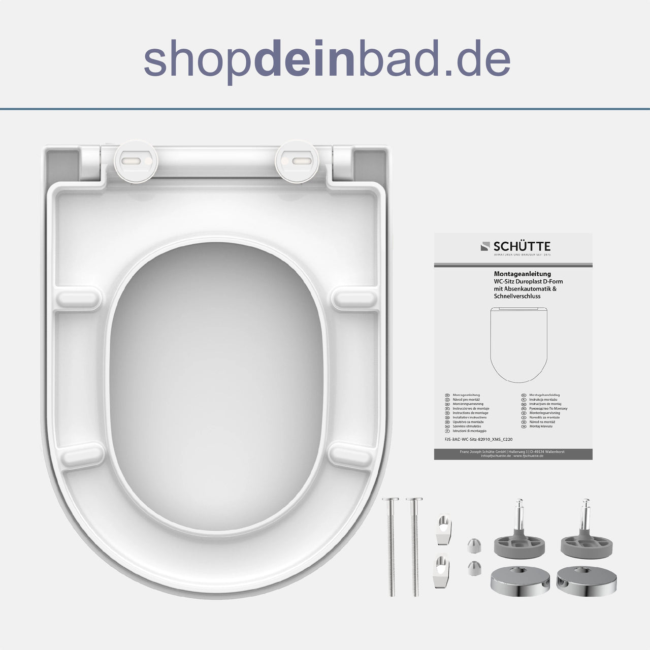 WC-Sitz D-Form weiß mit Absenkautomatik und Schnellverschluss