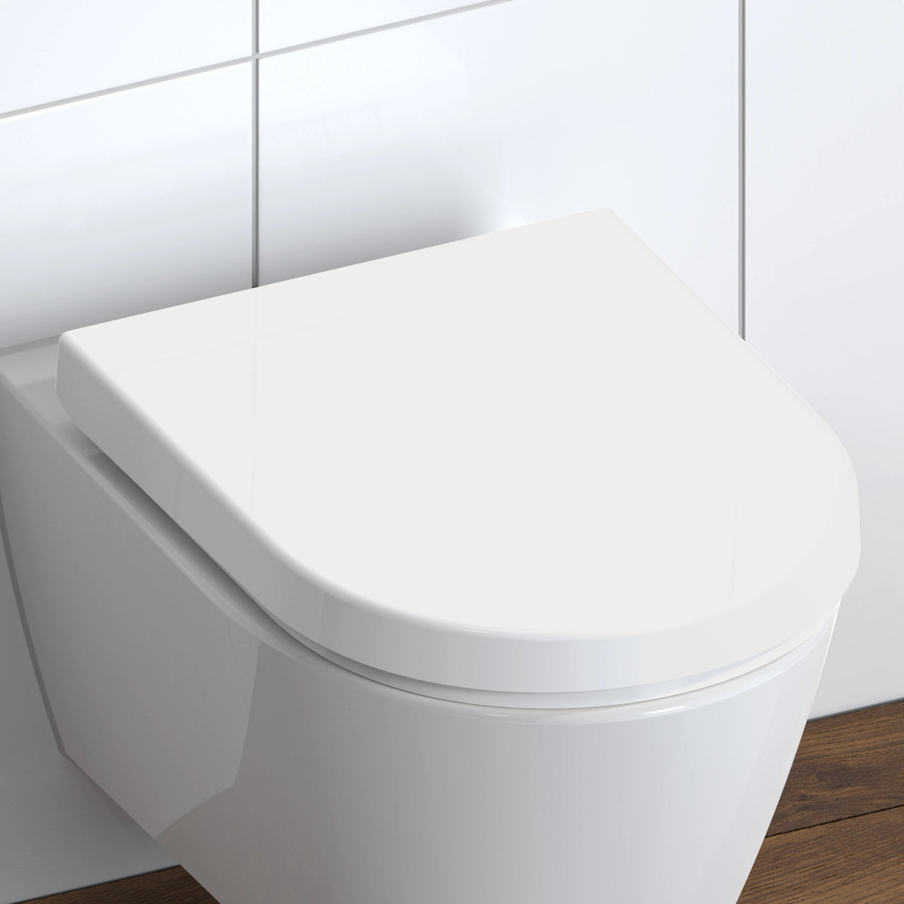 WC-Sitz D-Form weiß mit Absenkautomatik und Schnellverschluss