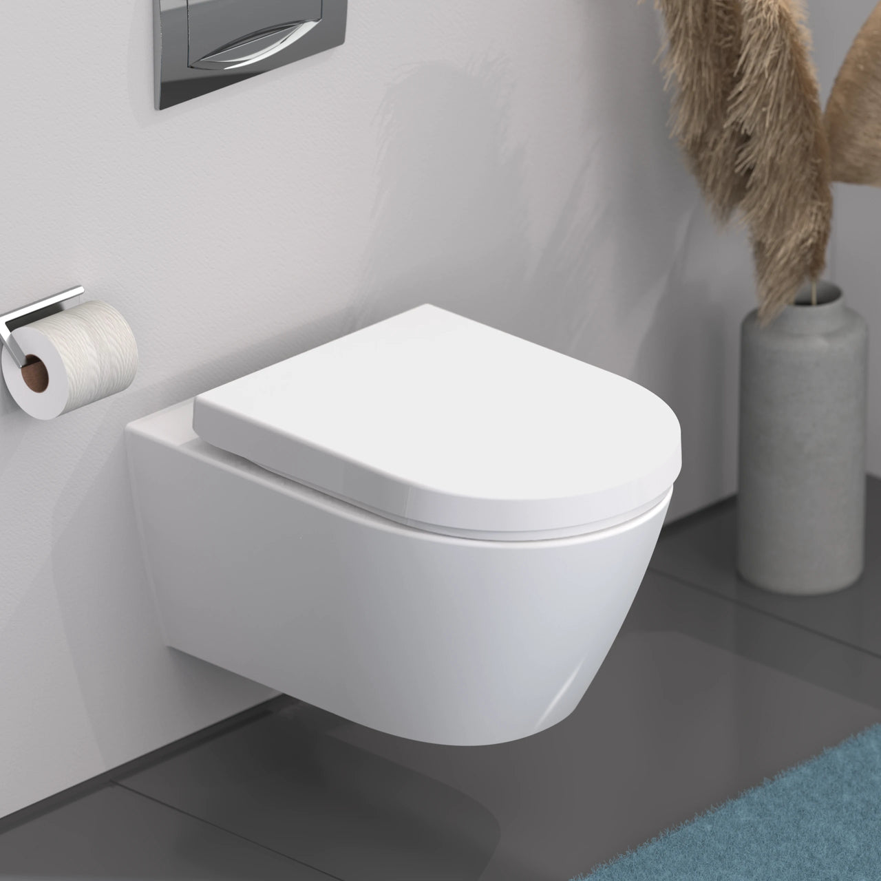 WC-Sitz D-Form weiß mit Absenkautomatik und Schnellverschluss