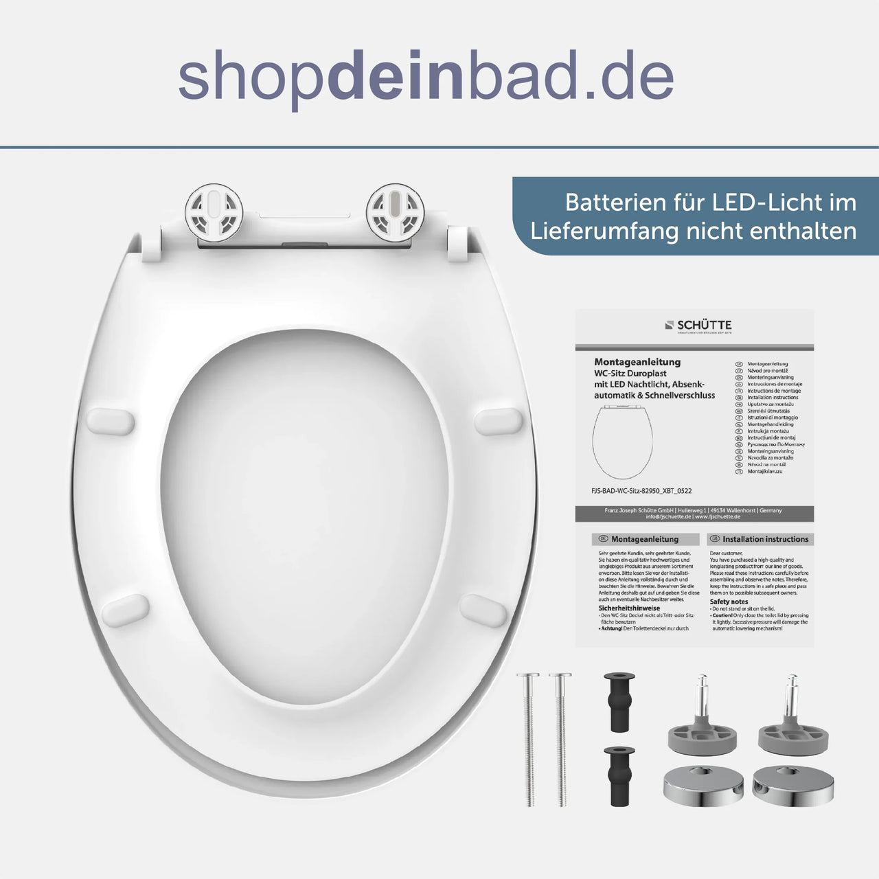 WC-Sitz weiß mit LED Nachtlicht, Absenkautomatik und Schnellverschluss