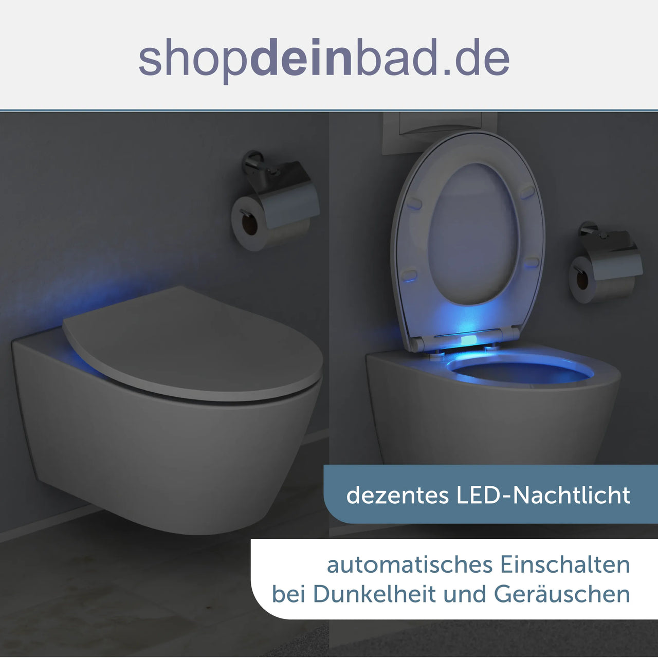 WC-Sitz weiß mit LED Nachtlicht, Absenkautomatik und Schnellverschluss