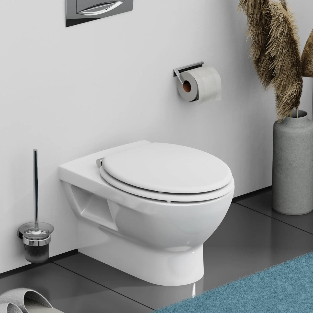 Holz WC-Sitz weiß mit Absenkautomatik