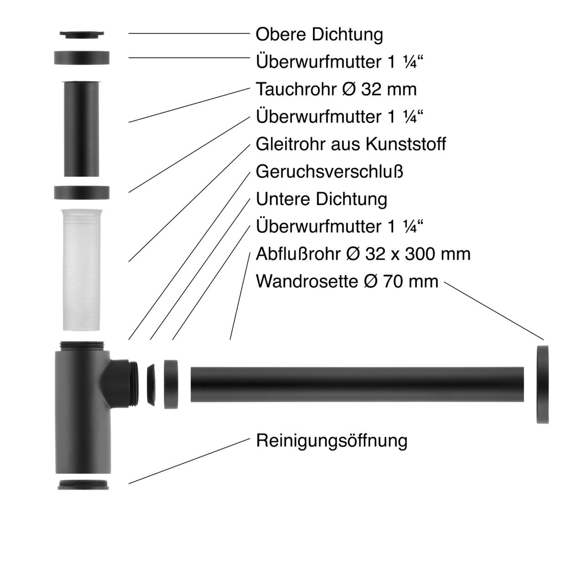 AVENARIUS Design-Siphon rund DN 32 - Linie Universal