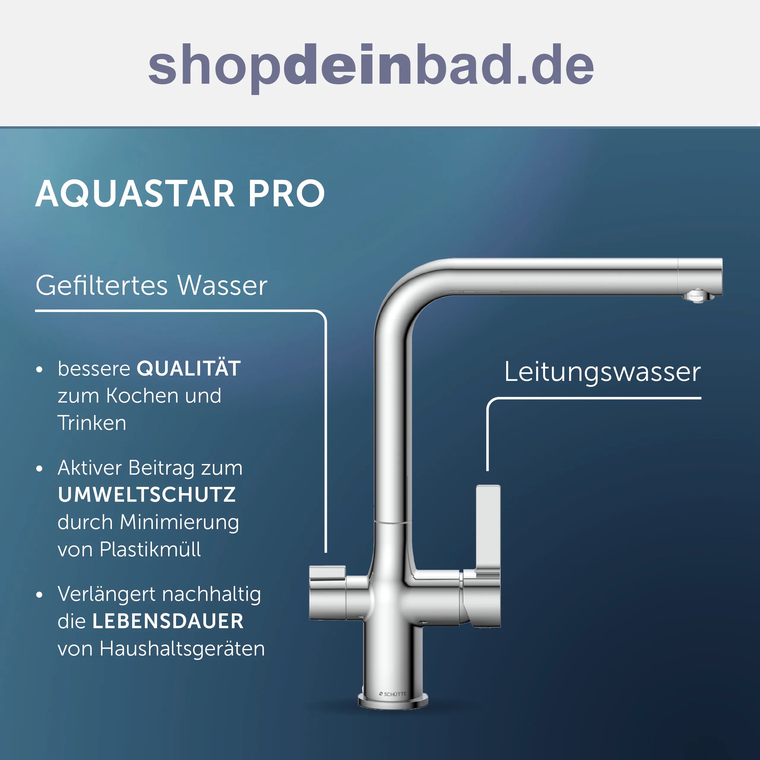 AQUASTAR PRO Trinkwasser-Spültischarmatur, Chrom, mit Filtersystem