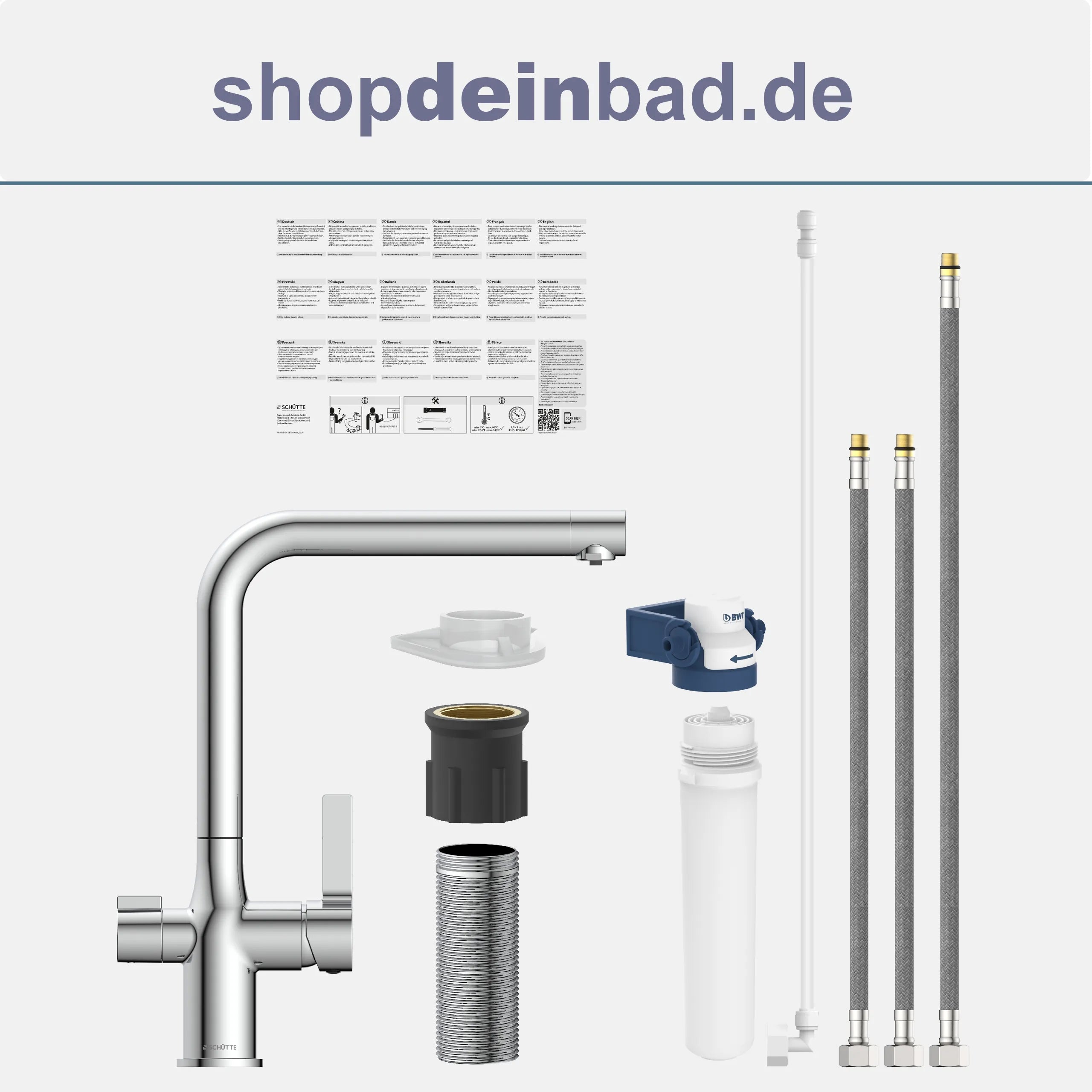 AQUASTAR PRO Trinkwasser-Spültischarmatur, Chrom, mit Filtersystem