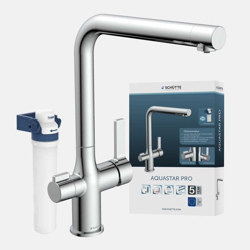 AQUASTAR PRO Trinkwasser-Spültischarmatur, Chrom, mit Filtersystem