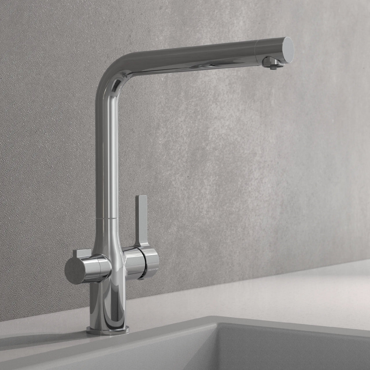 AQUASTAR PRO Trinkwasser-Spültischarmatur, Chrom, mit Filtersystem
