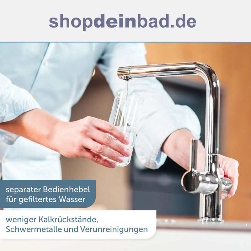 AQUASTAR PRO Trinkwasser-Spültischarmatur, Chrom, mit Filtersystem