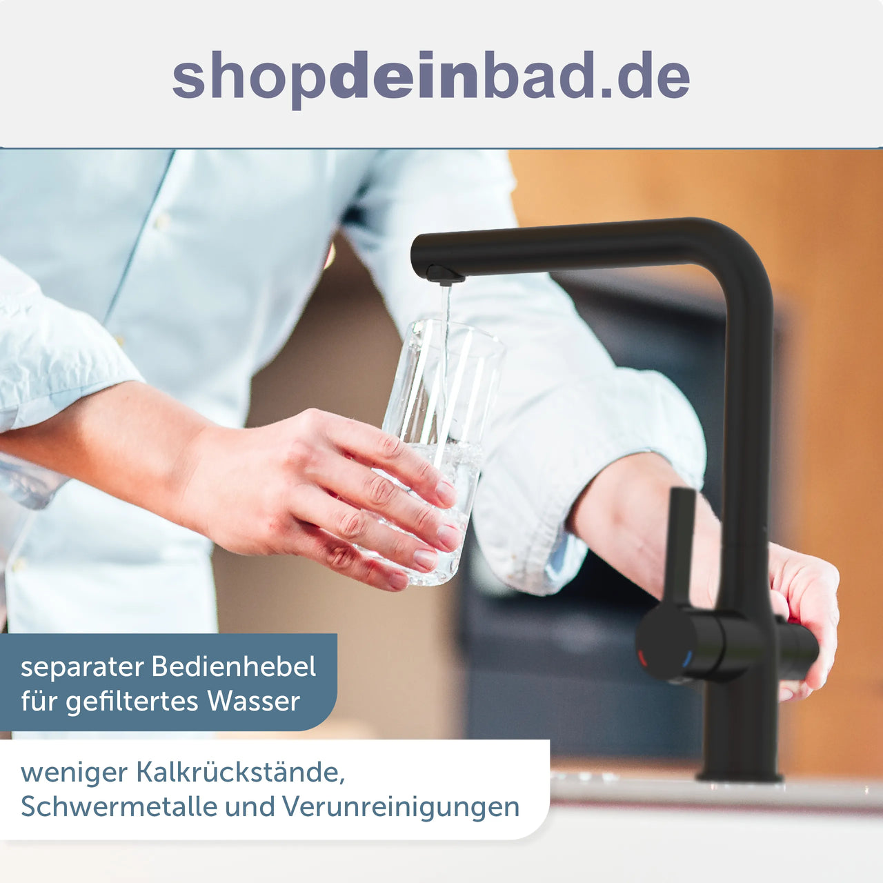 AQUASTAR PRO Trinkwasser-Spültischarmatur, Schwarz matt, mit Filtersystem