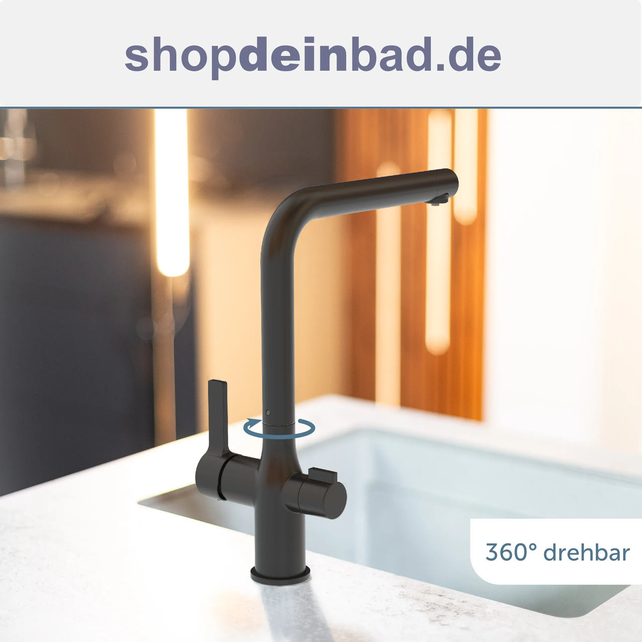 AQUASTAR PRO Trinkwasser-Spültischarmatur, Schwarz matt, mit Filtersystem