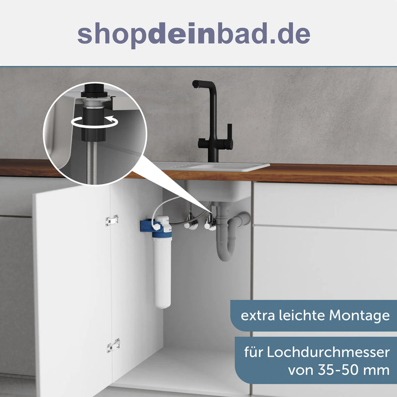 AQUASTAR PRO Trinkwasser-Spültischarmatur, Schwarz matt, mit Filtersystem