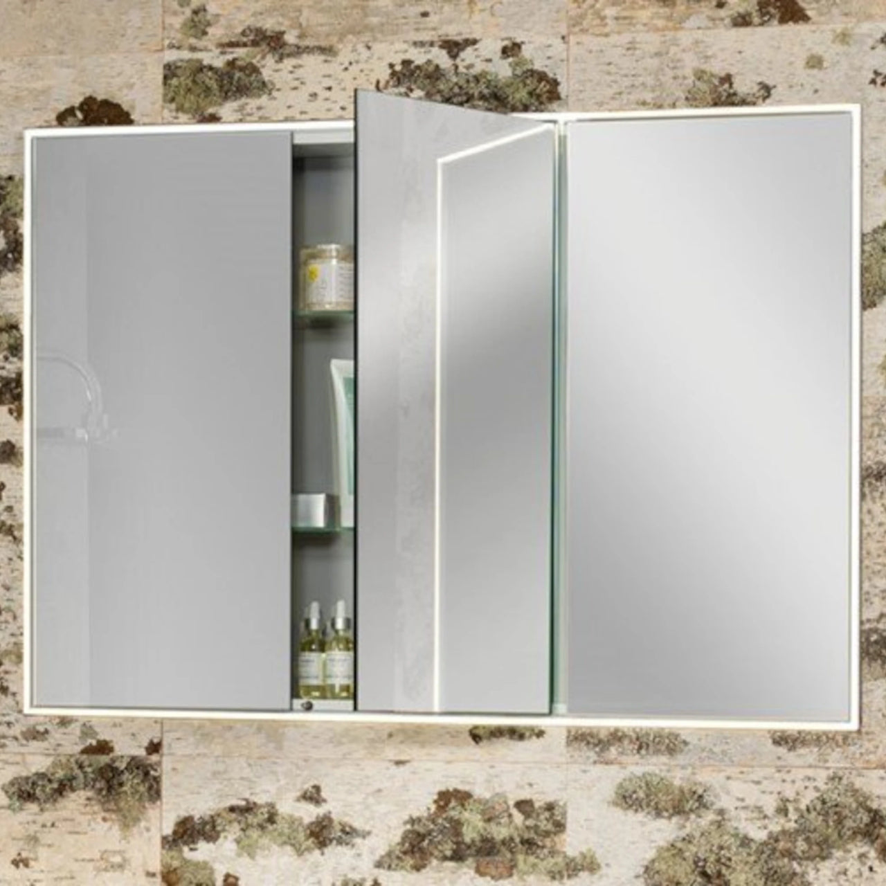 Spiegelschrank W1 I 100 cm, 3 Türen, Korpus Weiß Hochglanz