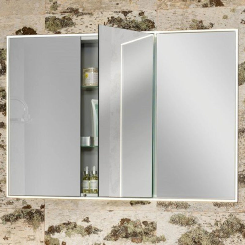 Spiegelschrank W1 I 100 cm, 3 Türen, Korpus Weiß Hochglanz