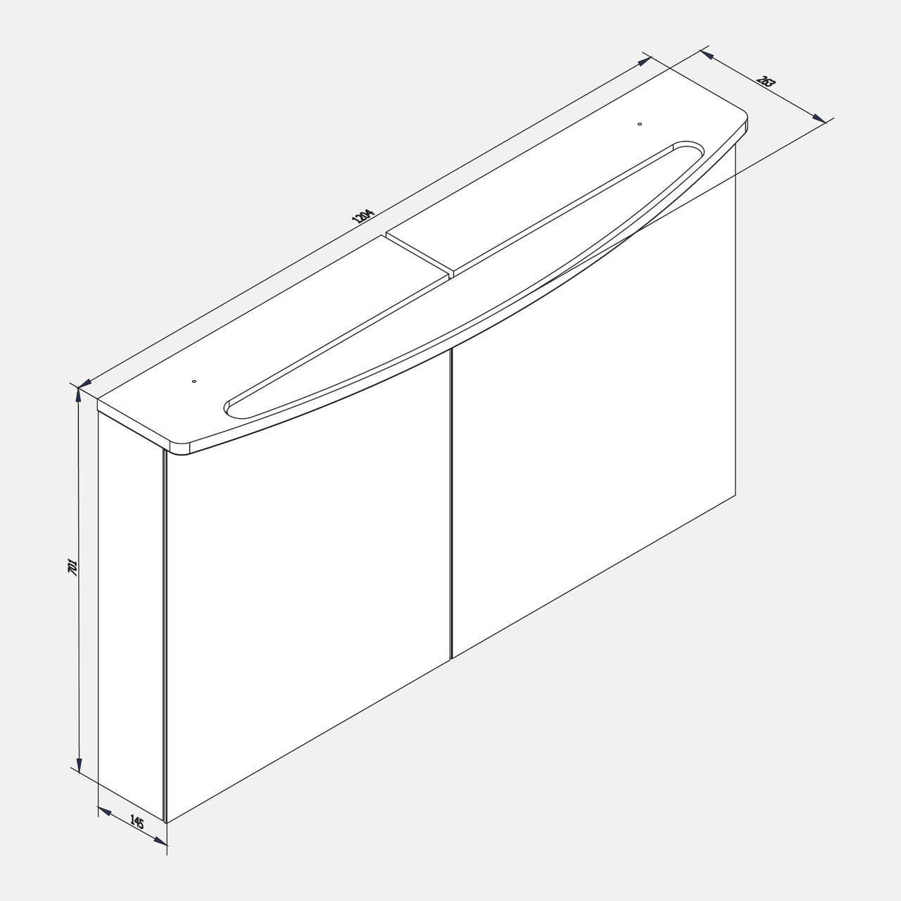 Spiegelschrank L4 I 120 cm mit einer dimmbaren LED-Leuchte und zwei Türen, Berg-Eiche