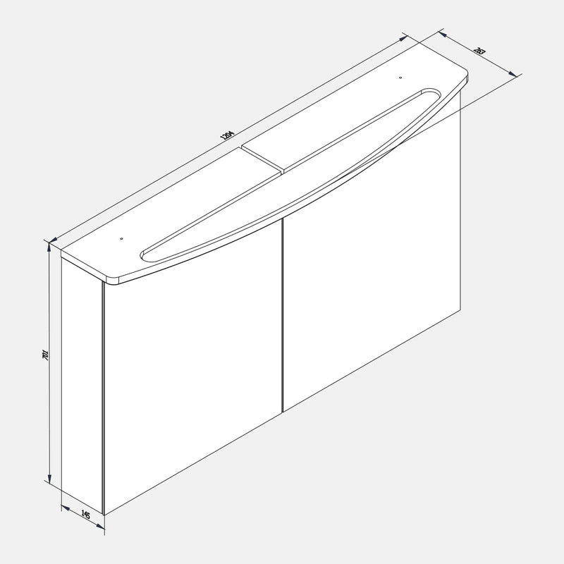 Spiegelschrank L4 I 120 cm mit einer dimmbaren LED-Leuchte und zwei Türen, Eiche-Maron