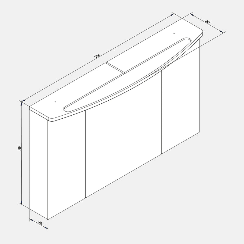 Spiegelschrank L4 I 120 cm mit einer dimmbaren LED-Leuchte und drei Türen, Eiche-Maron