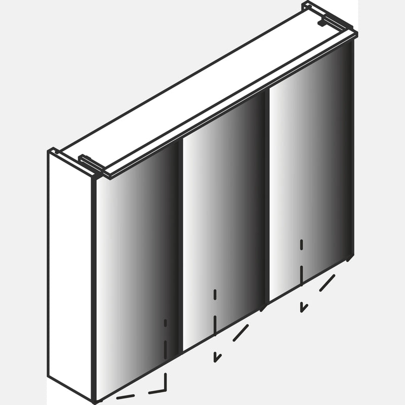 Spiegelschrank L5 | 80 cm mit dimmbarer LED-Leuchte und drei Türen, Eiche-Maron