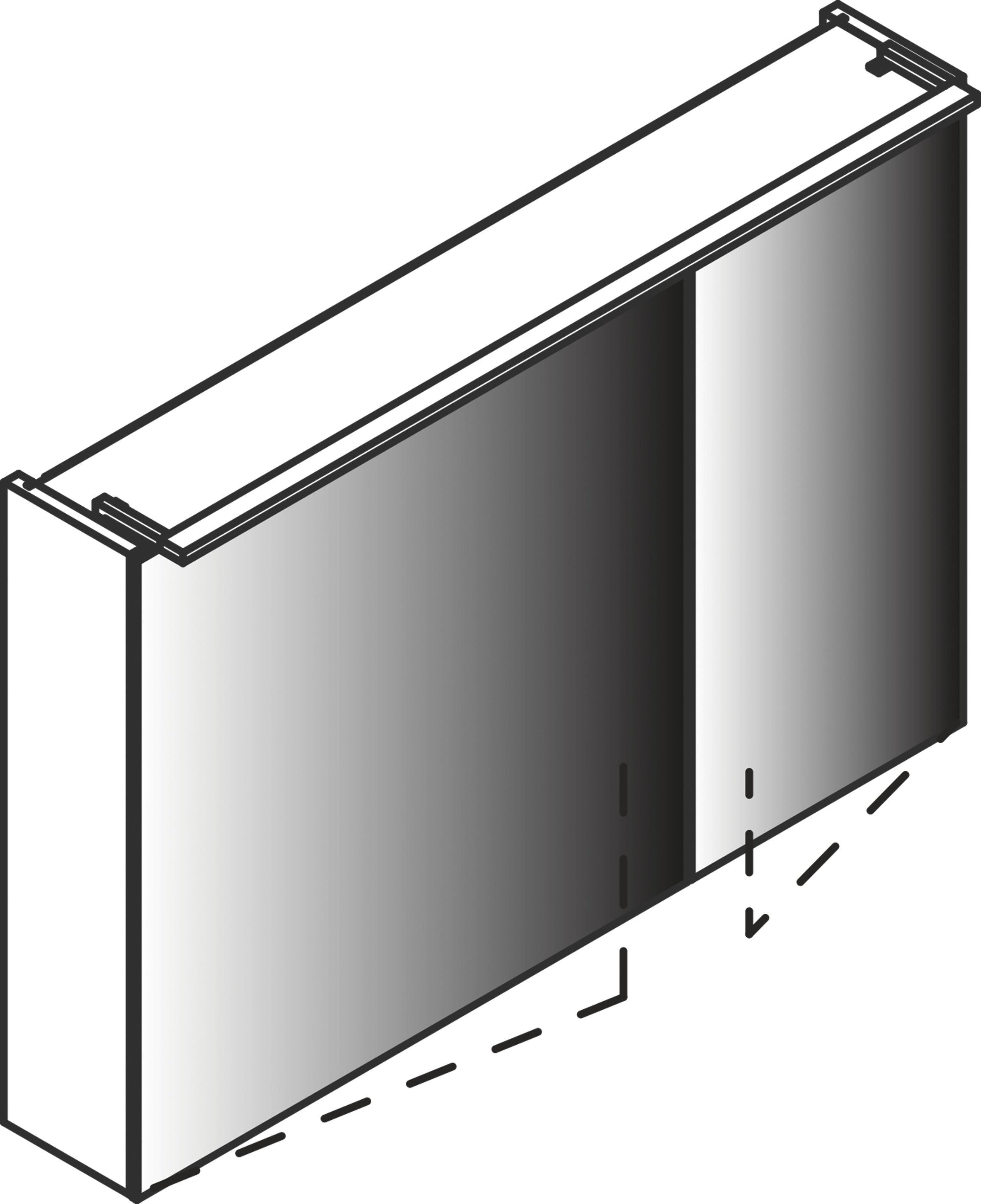 Spiegelschrank L5 | 90 cm mit dimmbarer LED-Leuchte und zwei Türen, Grafit Hochglanz