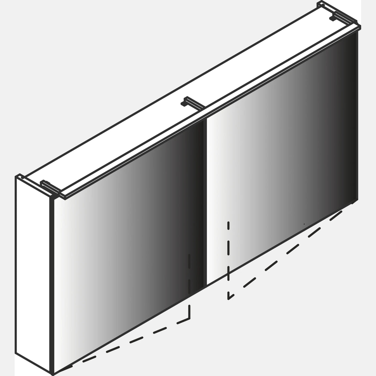 Spiegelschrank L5 | 120 cm mit dimmbarer LED-Leuchte und zwei Türen, Grafit Hochglanz