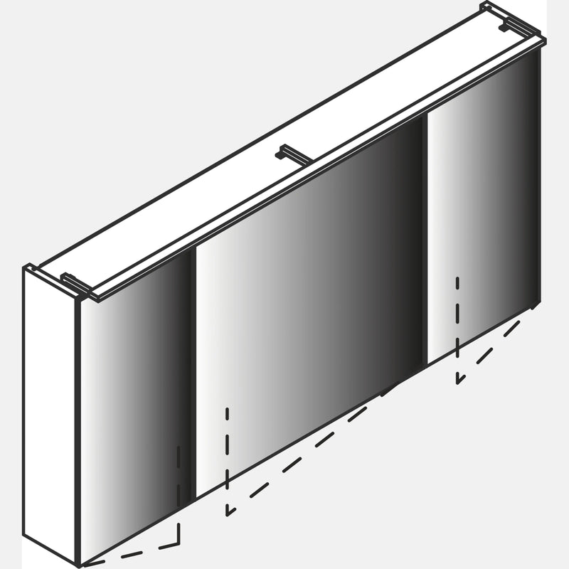 Spiegelschrank L5 | 120 cm mit dimmbarer LED-Leuchte und drei Türen, Berg-Eiche