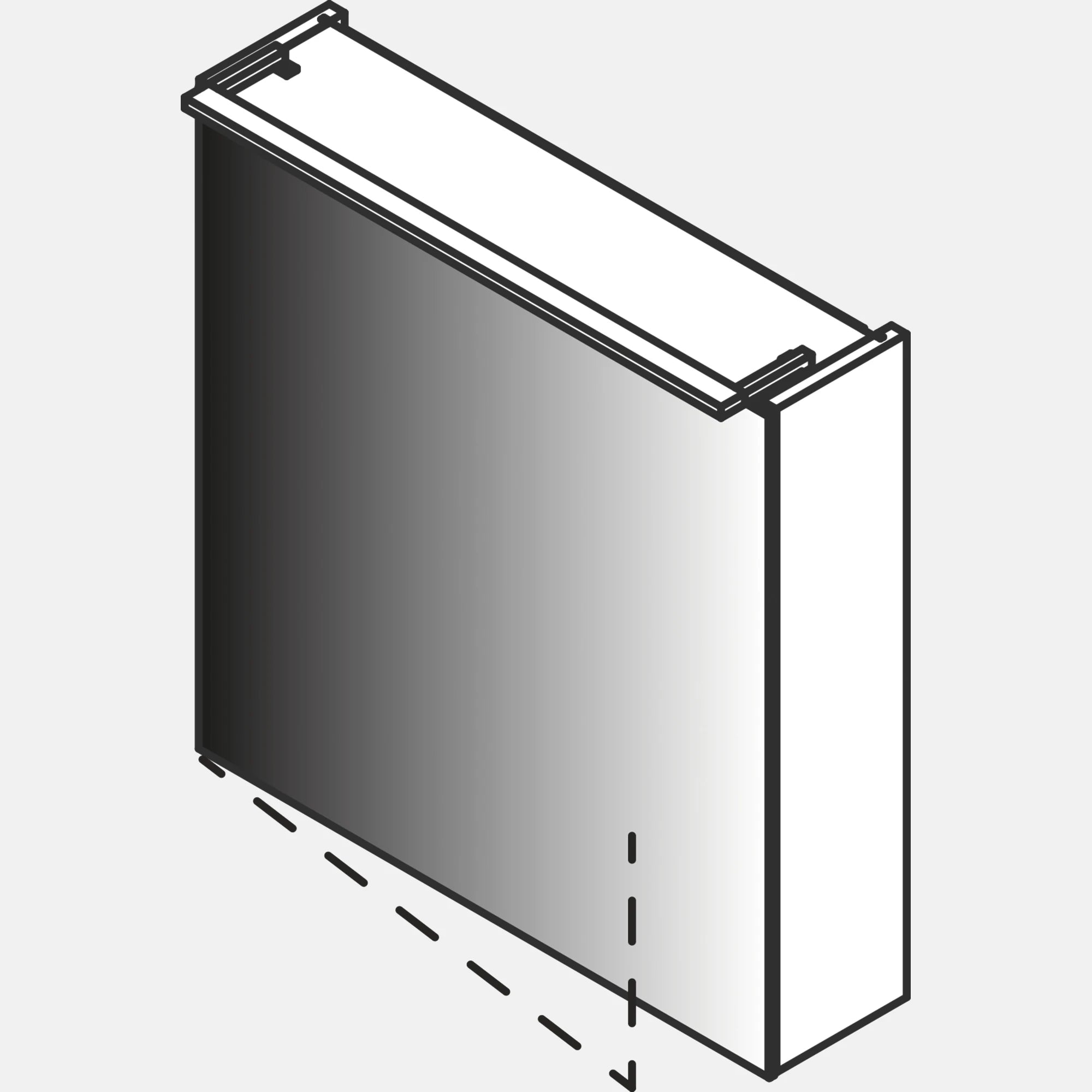 Spiegelschrank L5 | 60 cm mit dimmbarer LED-Leuchte und einer Tür Anschlag links, Grafit Hochglanz