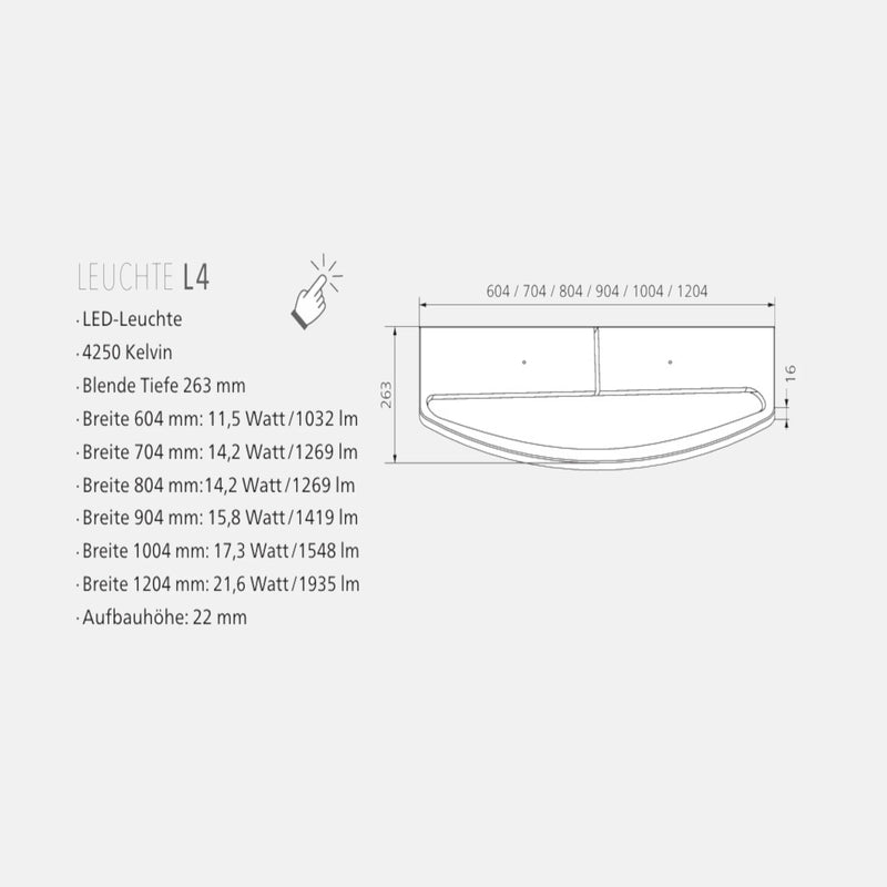 Spiegelschrank L4 I 120 cm mit einer dimmbaren LED-Leuchte und drei Türen, Eiche-Maron