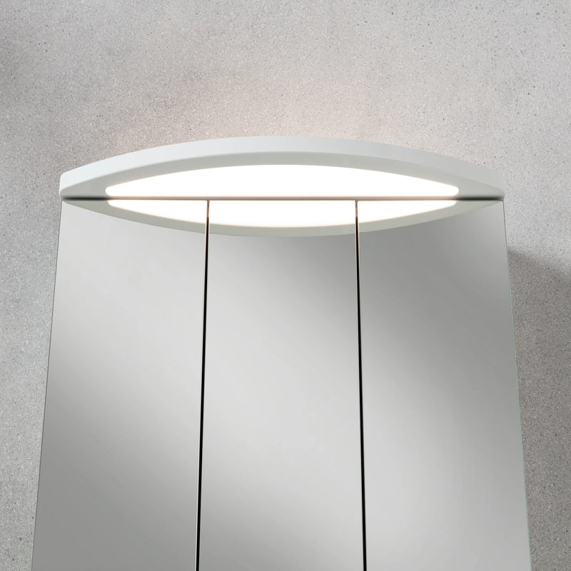 Spiegelschrank L4 I 120 cm mit einer dimmbaren LED-Leuchte und drei Türen, Eiche-Maron