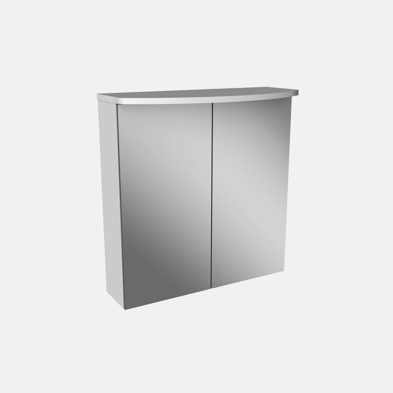 Spiegelschrank L4 I 60 cm mit einer dimmbaren LED-Leuchte und zwei Türen, Weiß Hochglanz