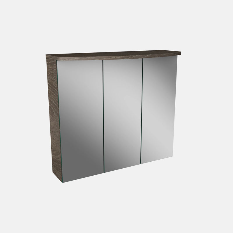 Spiegelschrank L4 I 70 cm mit einer dimmbaren LED-Leuchte und drei Türen , Eiche Maron