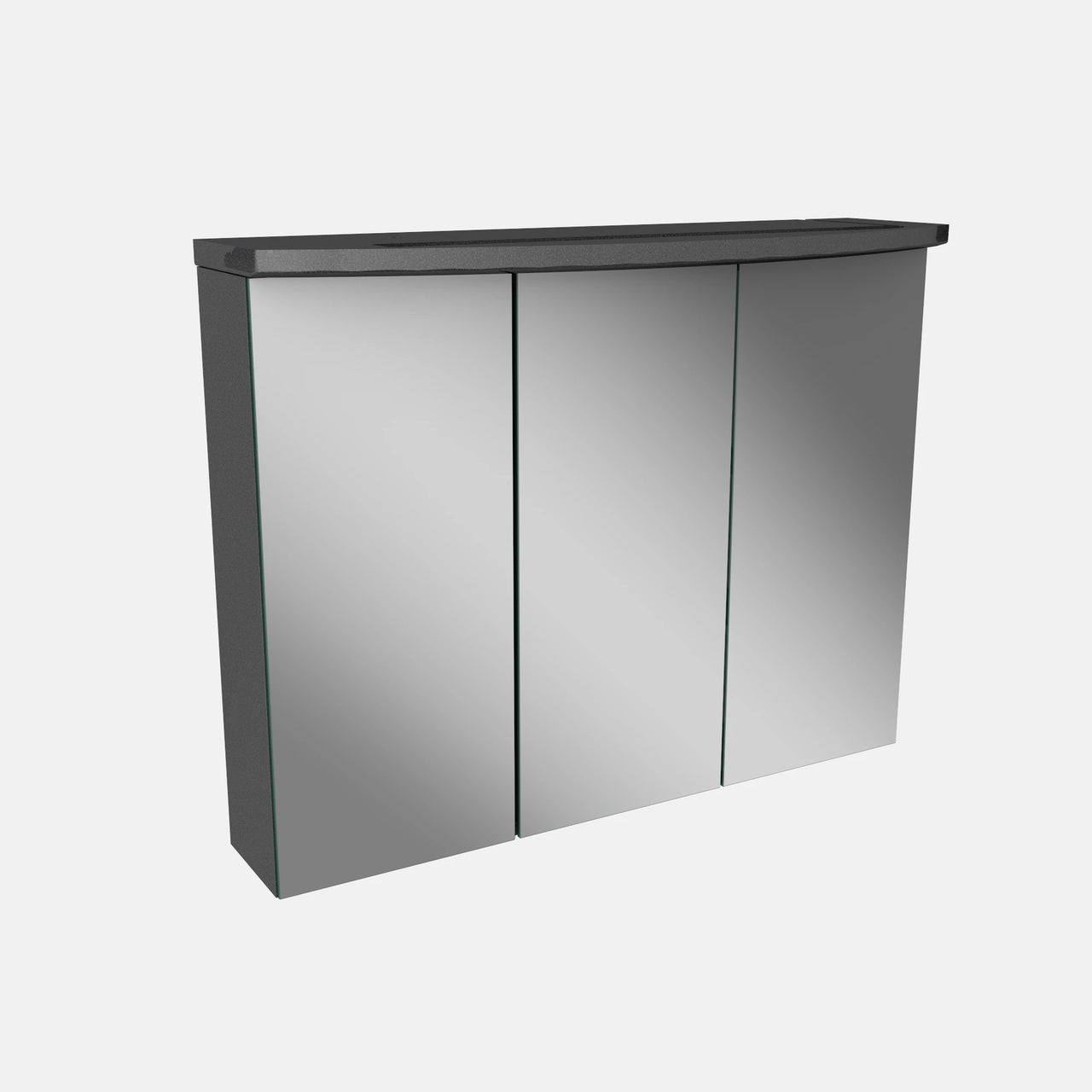 Spiegelschrank L4 I 80 cm mit einer dimmbaren LED-Leuchte und drei Türen, Grafit Hochglanz