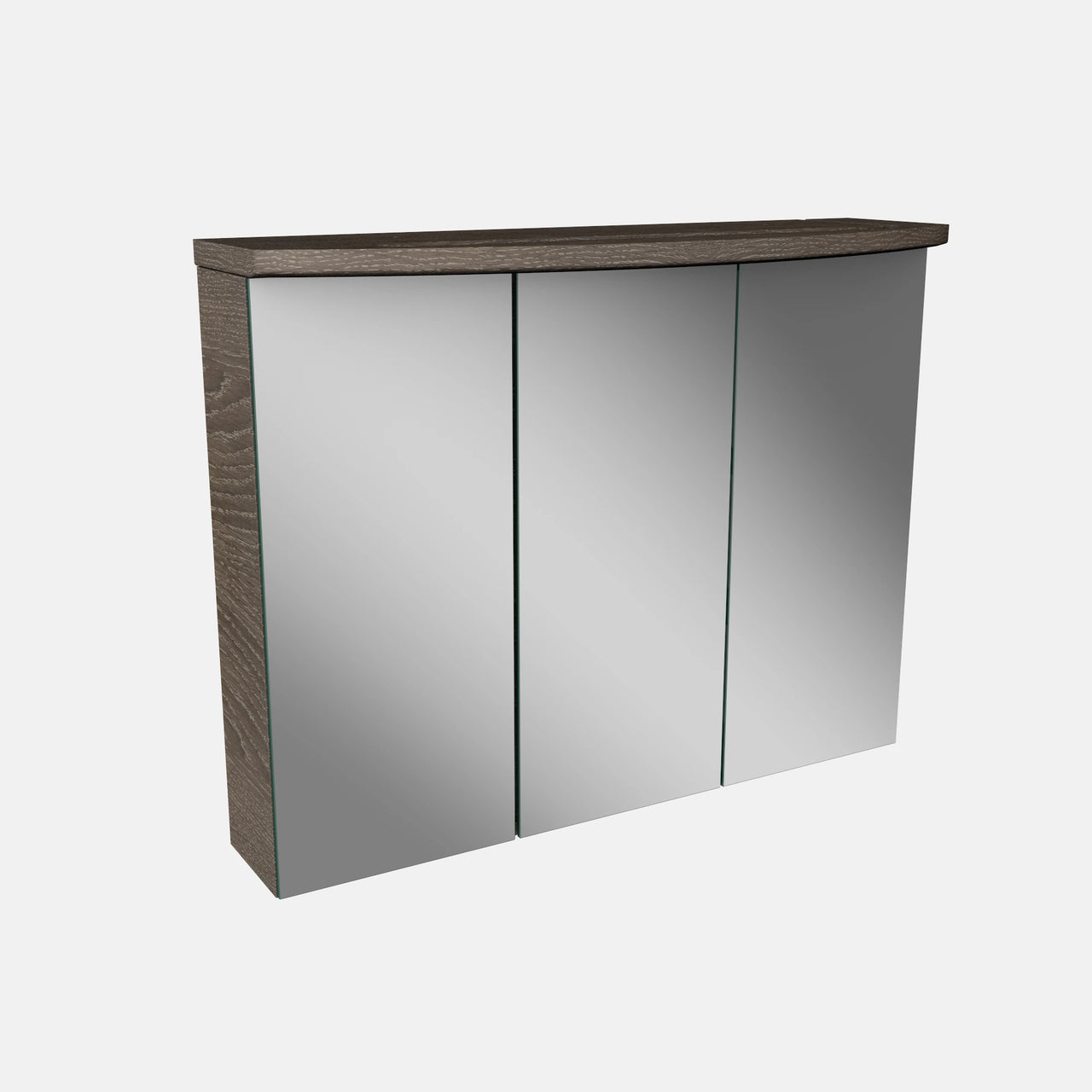 Spiegelschrank L4 I 80 cm mit einer dimmbaren LED-Leuchte und drei Türen, Eiche Maron
