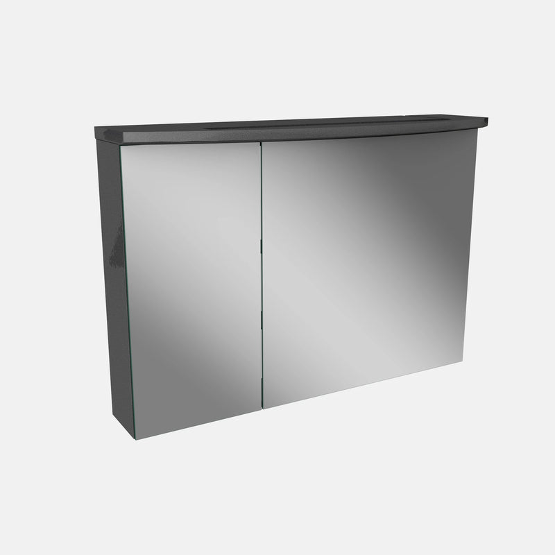 Spiegelschrank L4 I 90 cm mit einer dimmbaren LED-Leuchte und zwei Türen, Grafit Hochglanz