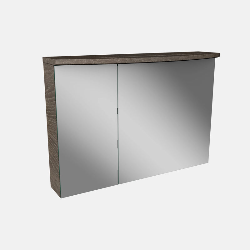 Spiegelschrank L4 I 90 cm mit einer dimmbaren LED-Leuchte und zwei Türen, Eiche Maron