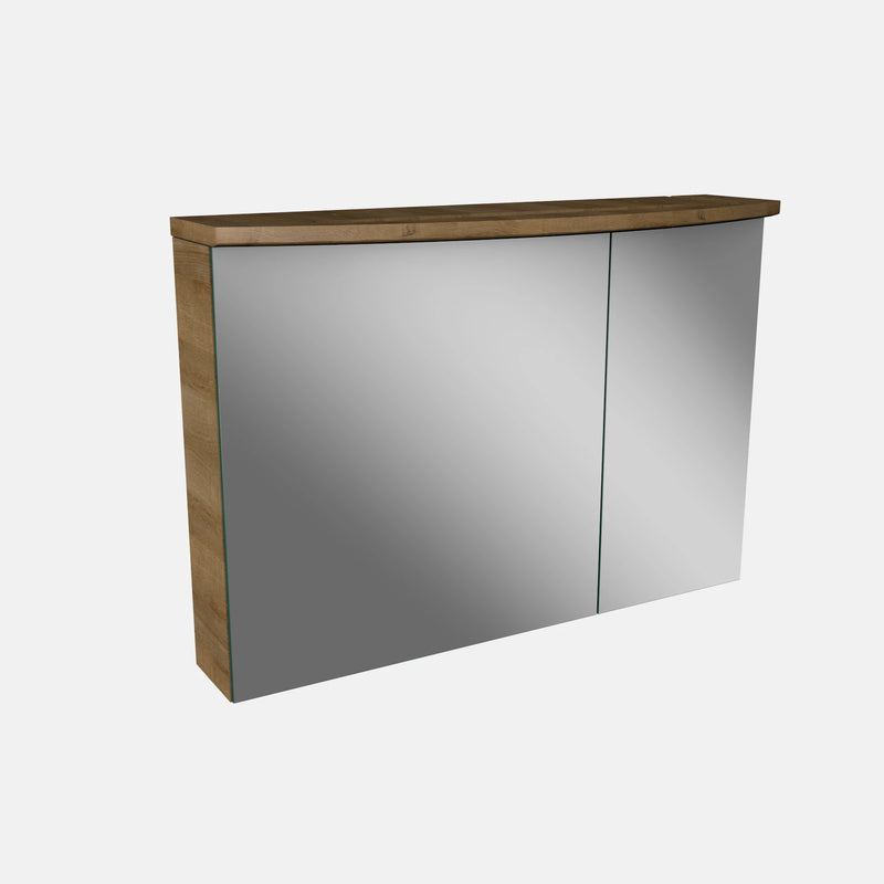 Spiegelschrank L4 I 90 cm mit einer dimmbaren LED-Leuchte und zwei Türen, Berg-Eiche