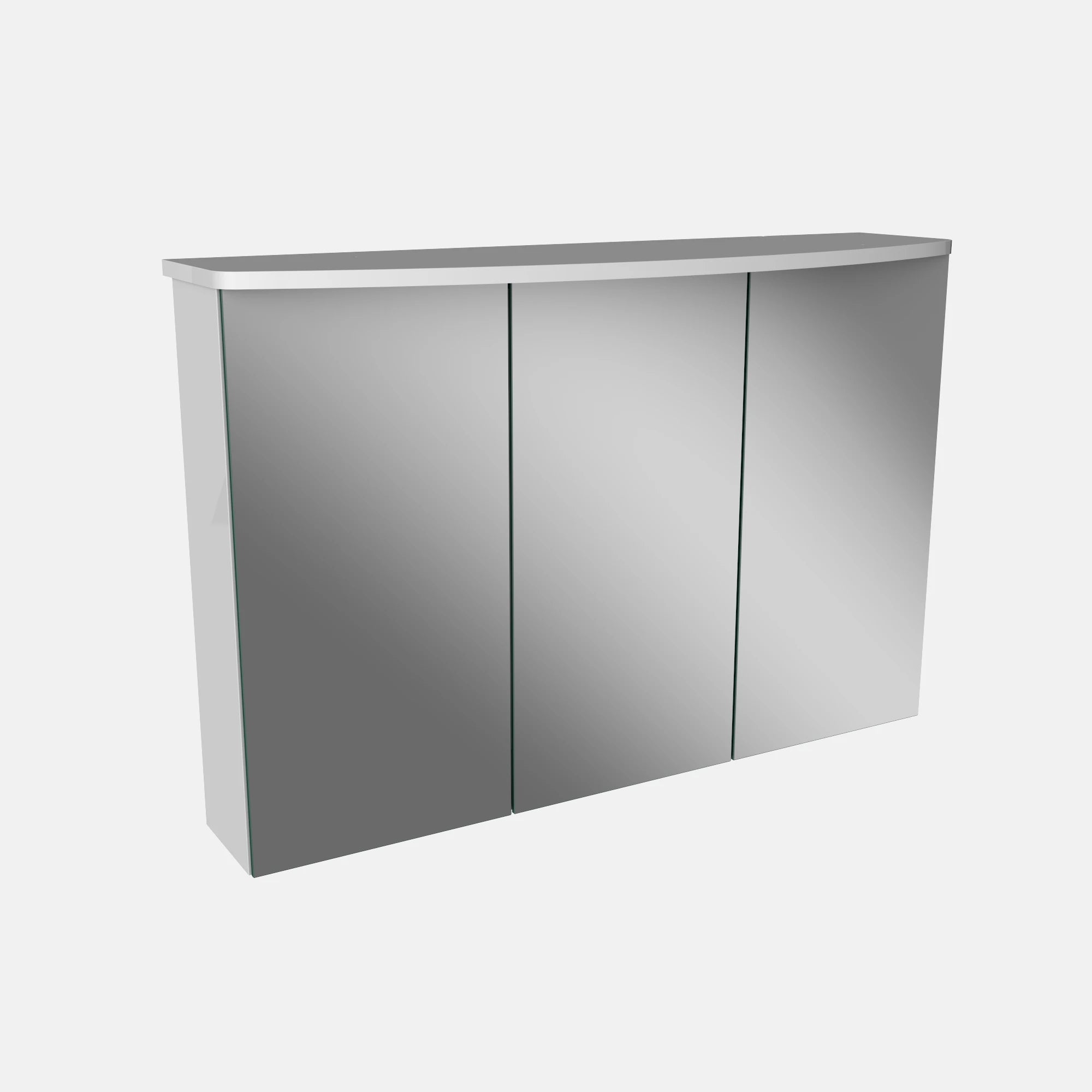 Spiegelschrank L4 I 80 cm mit einer dimmbaren LED-Leuchte und drei Türen, Weiß Hochglanz