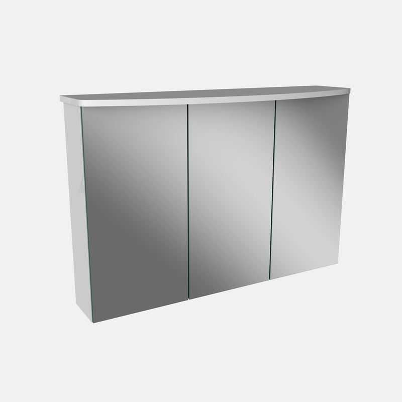 Spiegelschrank L4 I 80 cm mit einer dimmbaren LED-Leuchte und drei Türen, Weiß Hochglanz