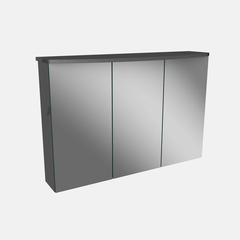 Spiegelschrank L4 I 90 cm mit einer dimmbaren LED-Leuchte und drei Türen, Grafit Hochglanz