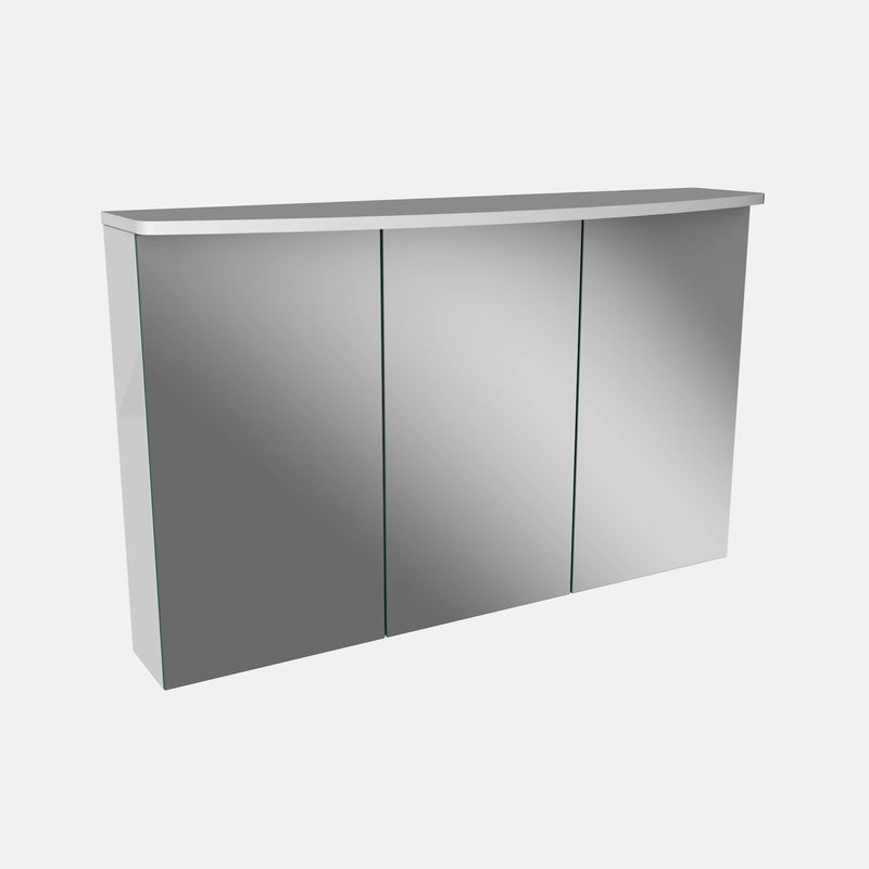 Spiegelschrank L4 I 100 cm mit einer dimmbaren LED-Leuchte und drei Türen, Weiß Hochglanz