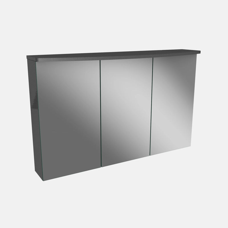 Spiegelschrank L4 I 100 cm mit einer dimmbaren LED-Leuchte und drei Türen, Grafit Hochglanz