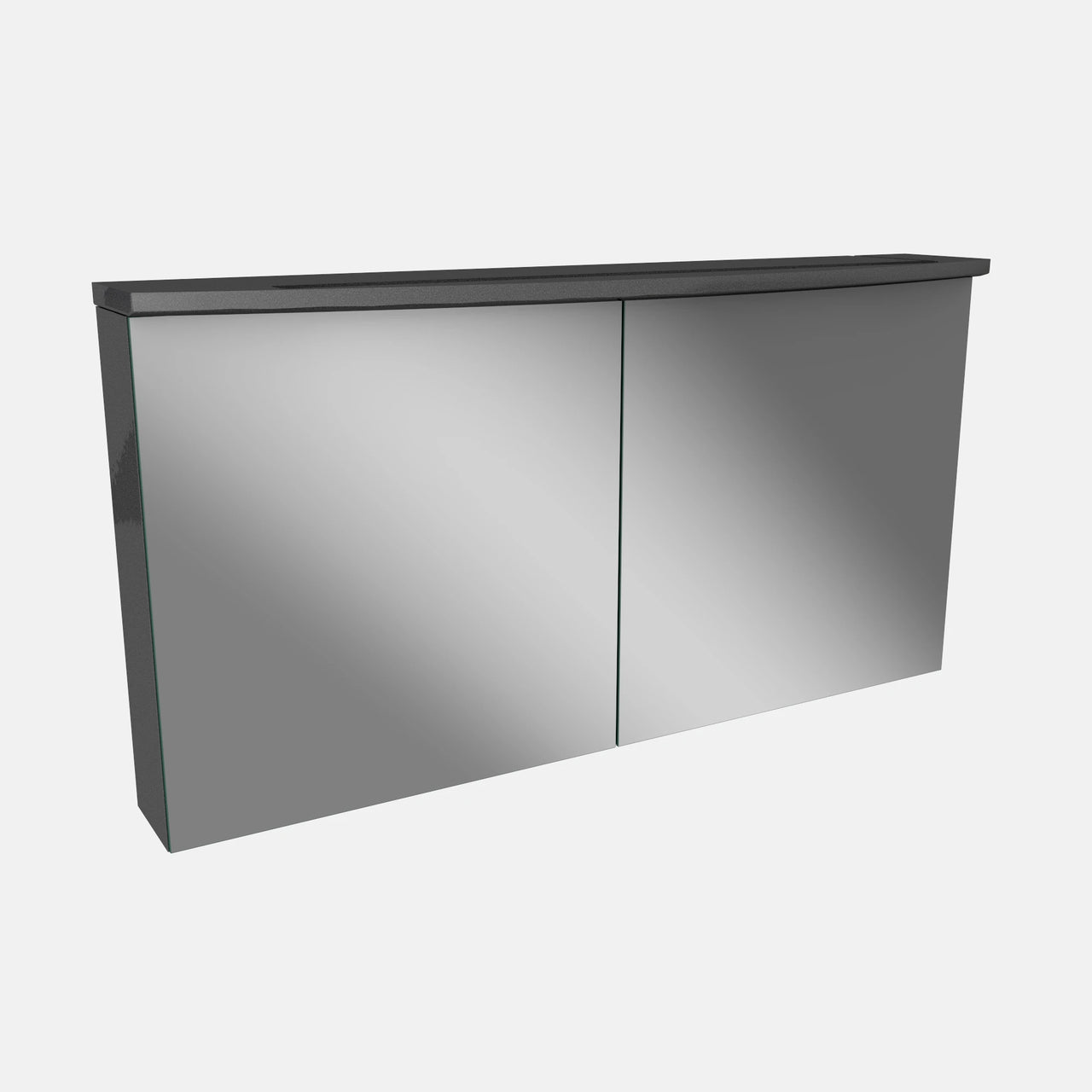 Spiegelschrank L4 I 120 cm mit einer dimmbaren LED-Leuchte und zwei Türen, Grafit Hochglanz